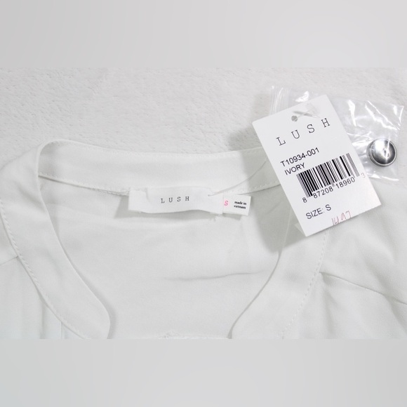 NWT‎ Lush Women's White Small Popover Hi Lo Blouse V Neck Oversized - Picture 5 of 10